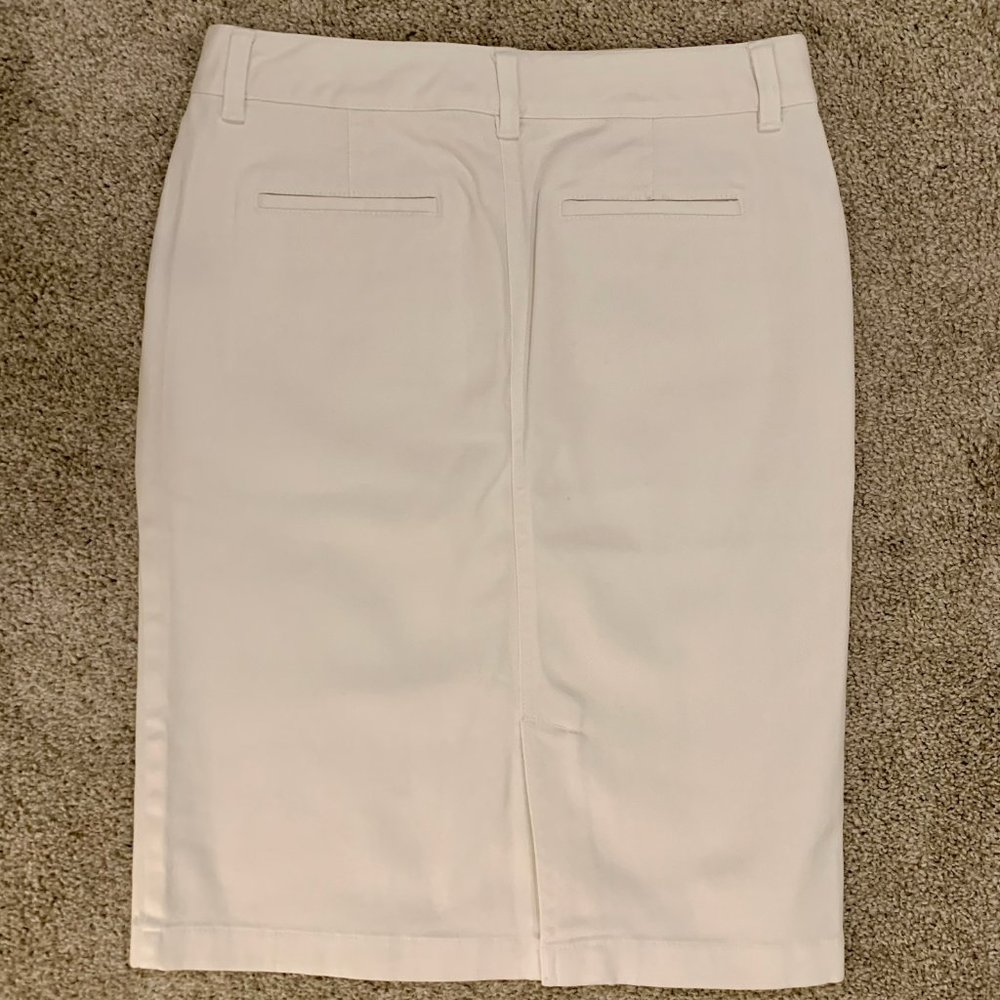 Vintage LRL Ralph Lauren Jeans Co. Denim Knee Length Y2K Pencil Skirt White - Picture 6 of 8